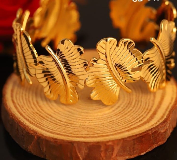 Gold-Tone Double Feather Cuff Bangle